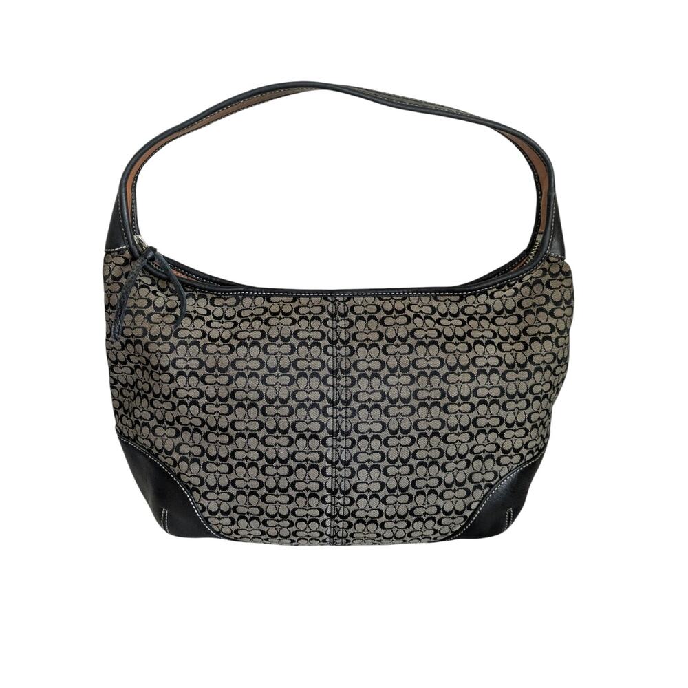 Vintage Coach Ergo Small Black Gray Signature Canvas Shoulder Hobo Bag Y2K 6617